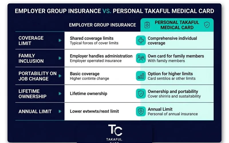 Jadual perbandingan group vs personal medical card